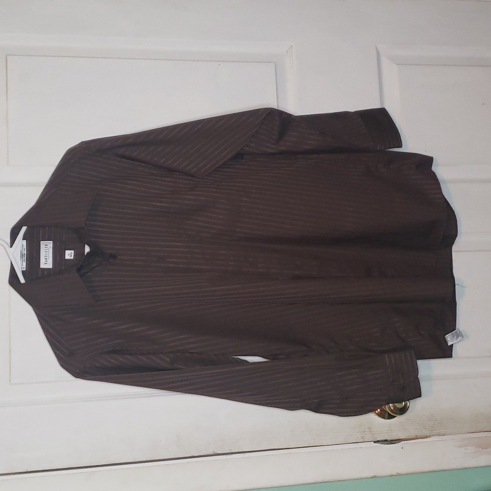 Vanhausen Button Up Satin Stripe Mens Dress Shirt